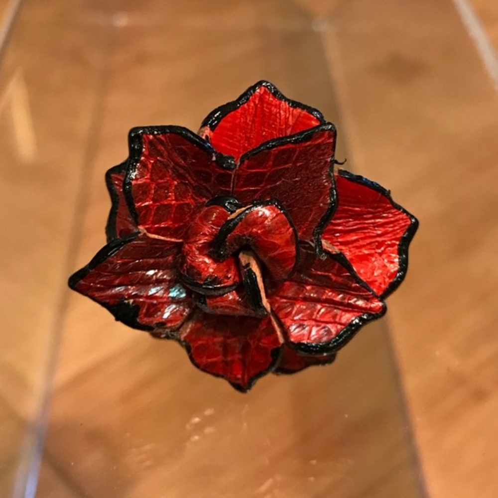 Handmaid Leather Rose Ring